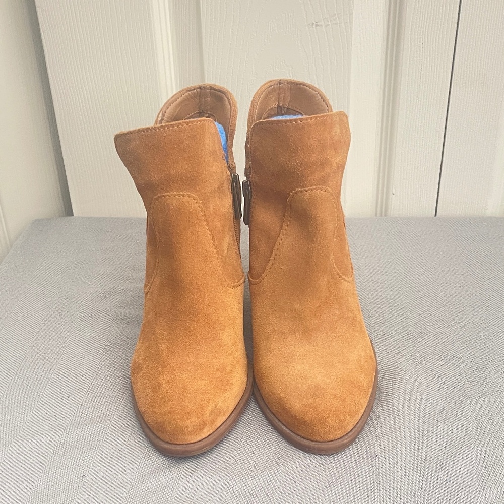 Jessica Simpson Cecila women's suede ankle boots bootie size 8 zipper almond